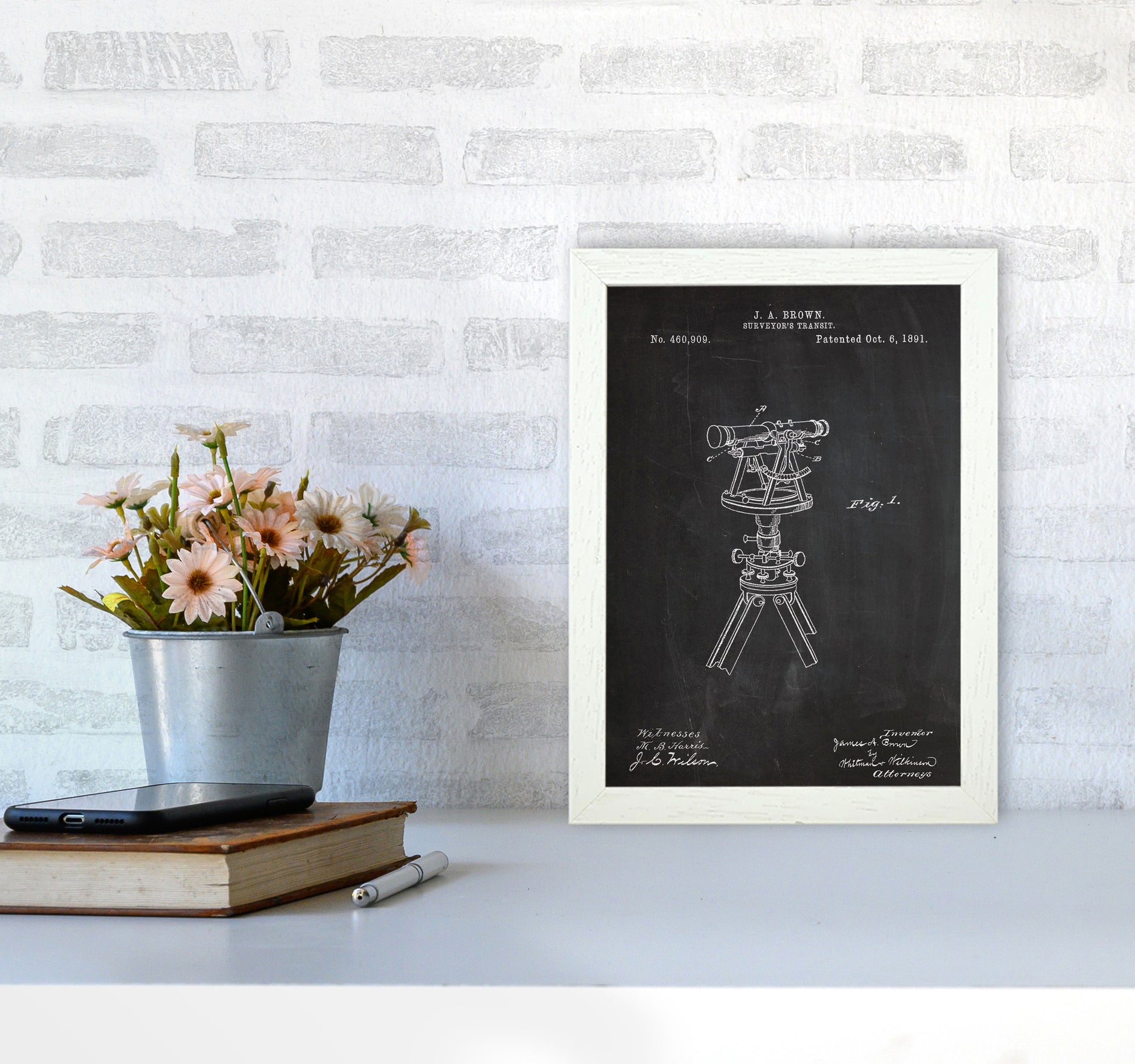 Surveyor's Transit Patent Art Print by Jason Stanley A4 Oak Frame