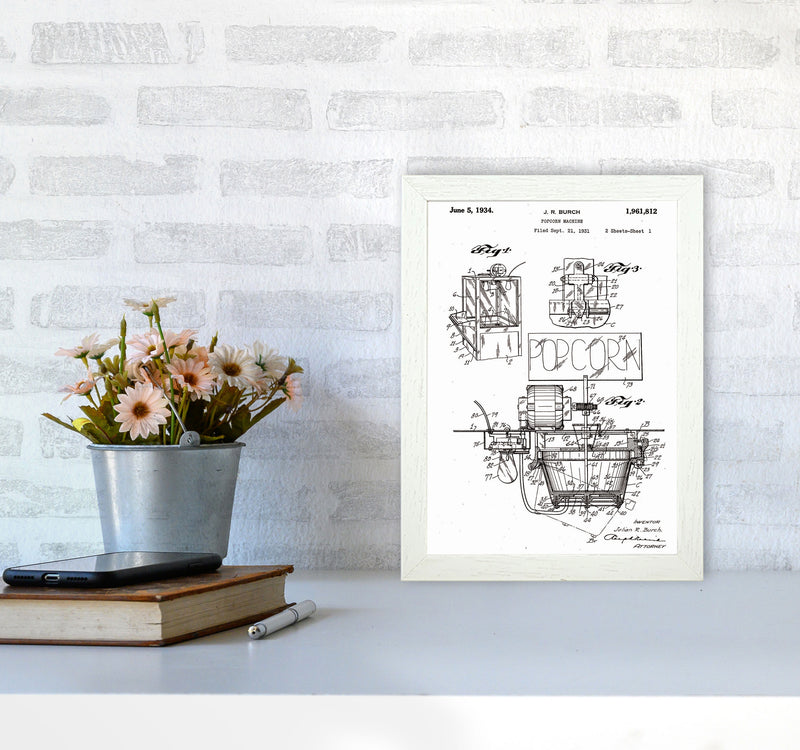 Popcorn Machine Patent 2 Art Print by Jason Stanley A4 Oak Frame