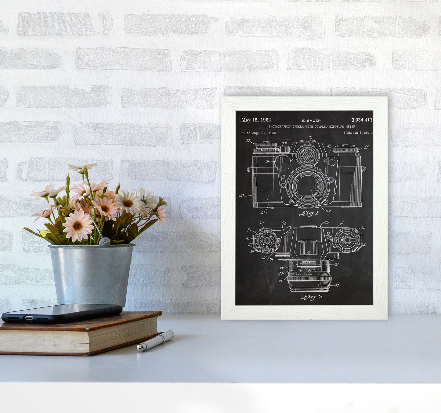 Vintage Camera Patent Art Print by Jason Stanley A4 Oak Frame