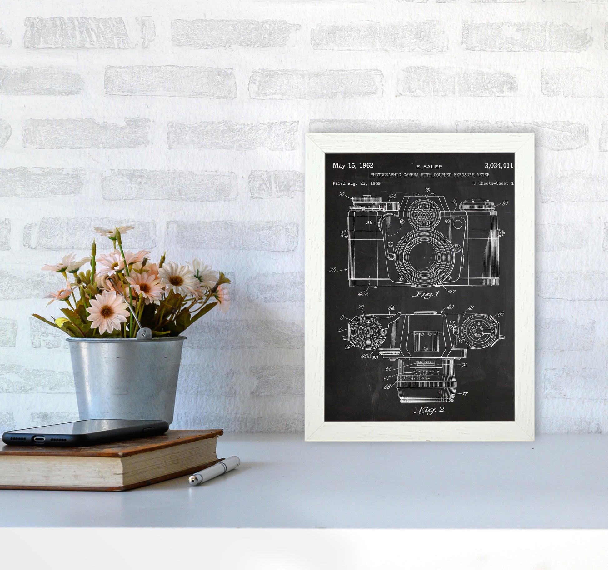 Vintage Camera Patent Art Print by Jason Stanley A4 Oak Frame
