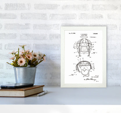 Football Helmet Patent Art Print by Jason Stanley A4 Oak Frame