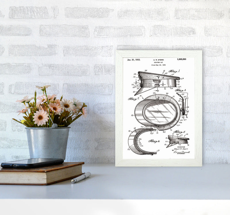 Police Man Hat Patent Art Print by Jason Stanley A4 Oak Frame