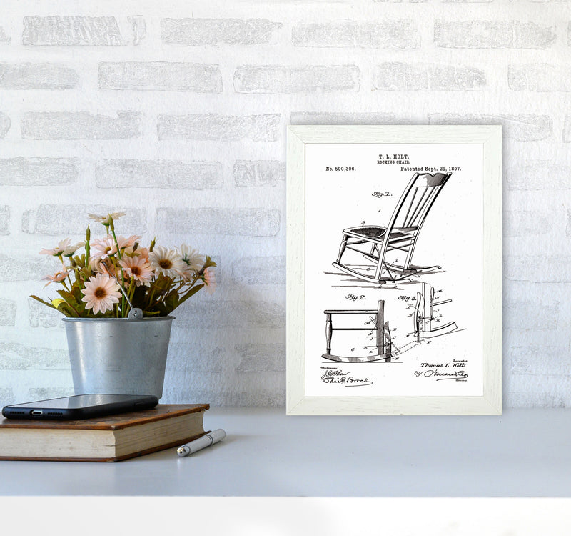 Rocking Chair Patent Art Print by Jason Stanley A4 Oak Frame