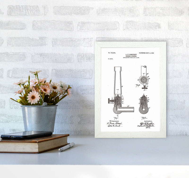 Bunsen Burner Patent Art Print by Jason Stanley A4 Oak Frame