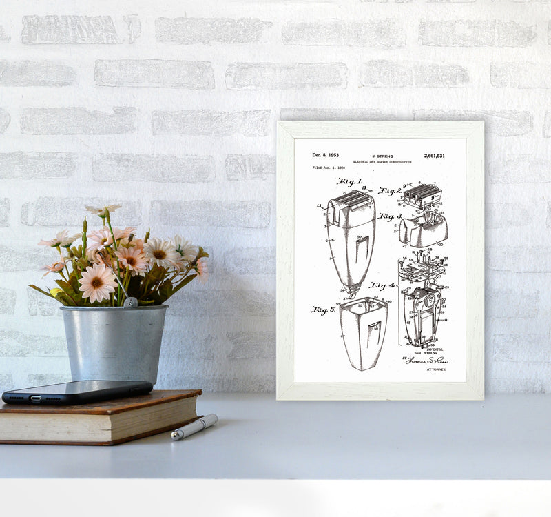 Electric Razor Patent Art Print by Jason Stanley A4 Oak Frame