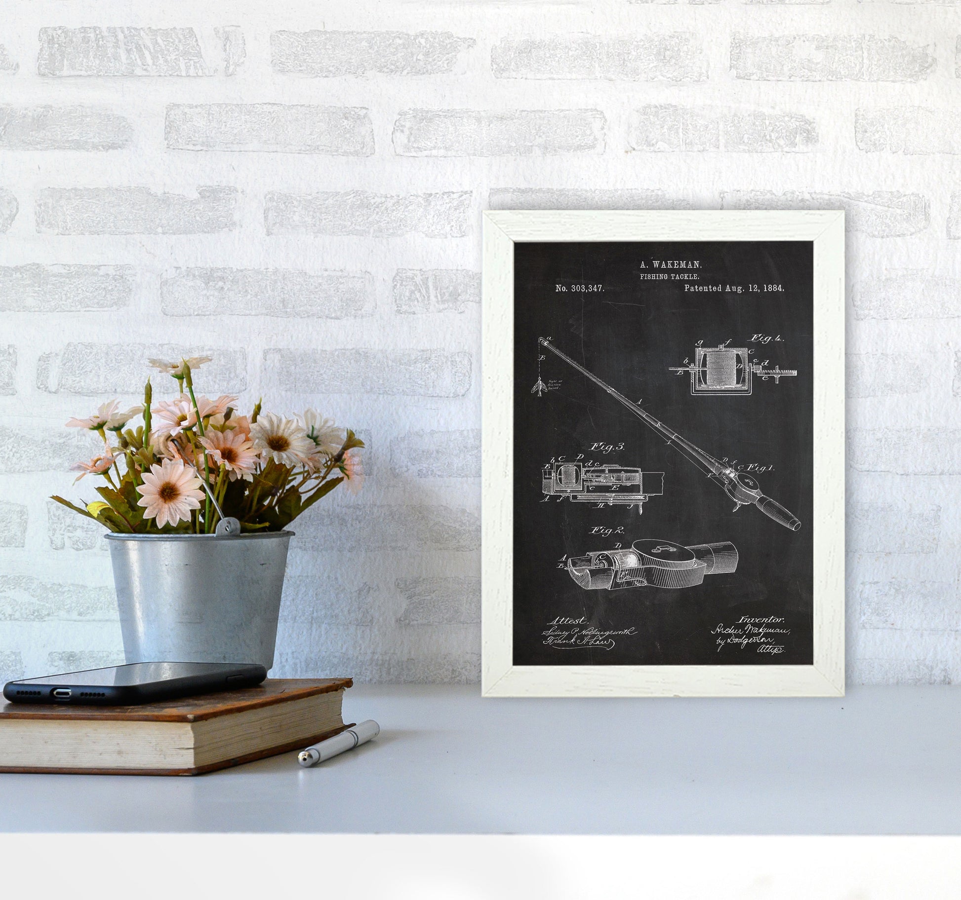 Fishing Rod Patent Art Print by Jason Stanley A4 Oak Frame