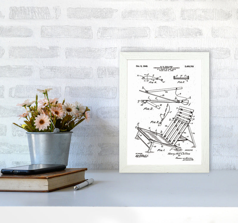 Beach Chair Patent Art Print by Jason Stanley A4 Oak Frame