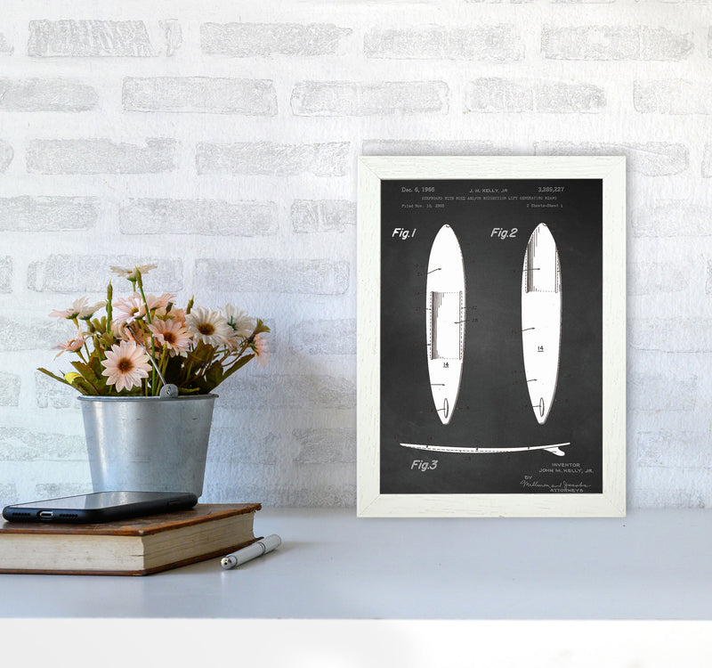 Surfboard Patent 1 Art Print by Jason Stanley A4 Oak Frame