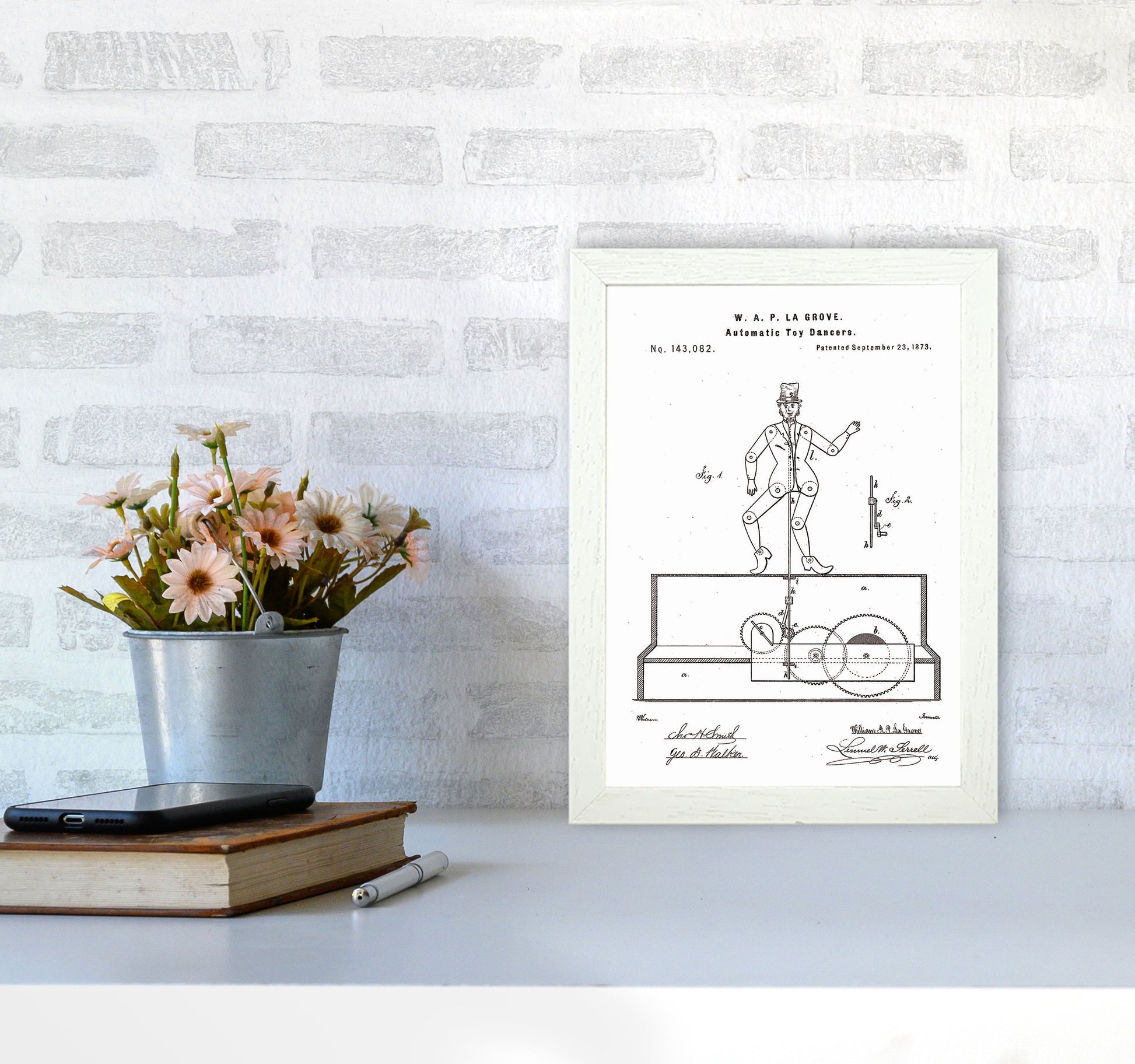 Toy Dancer Patent Art Print by Jason Stanley A4 Oak Frame