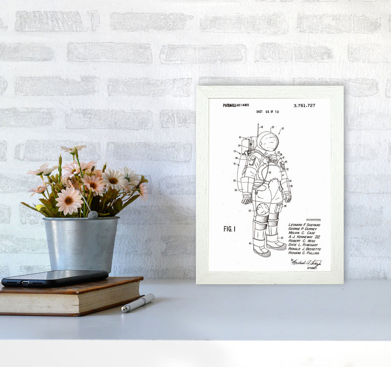 Spacesuit Patent Art Print by Jason Stanley A4 Oak Frame