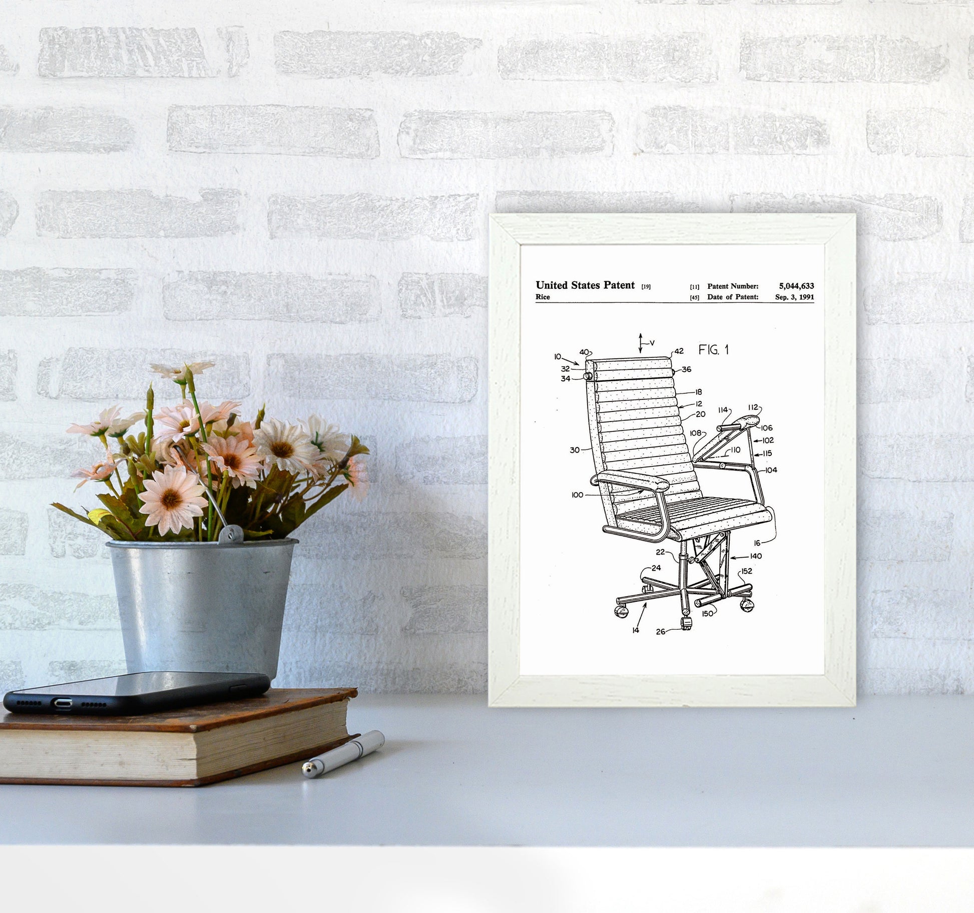 Desk Chair Patent Art Print by Jason Stanley A4 Oak Frame