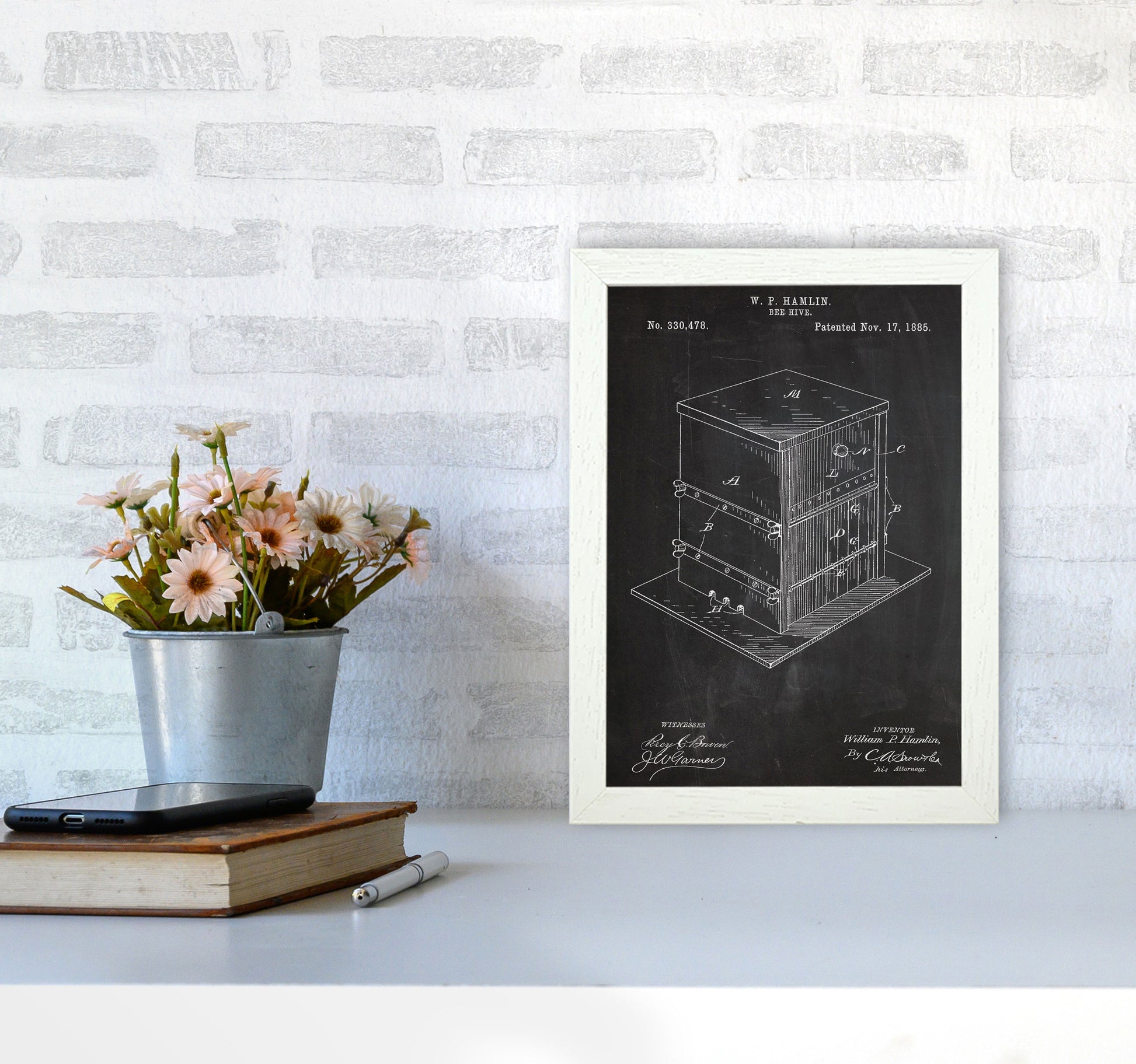 Bee Hive Patent Art Print by Jason Stanley A4 Oak Frame