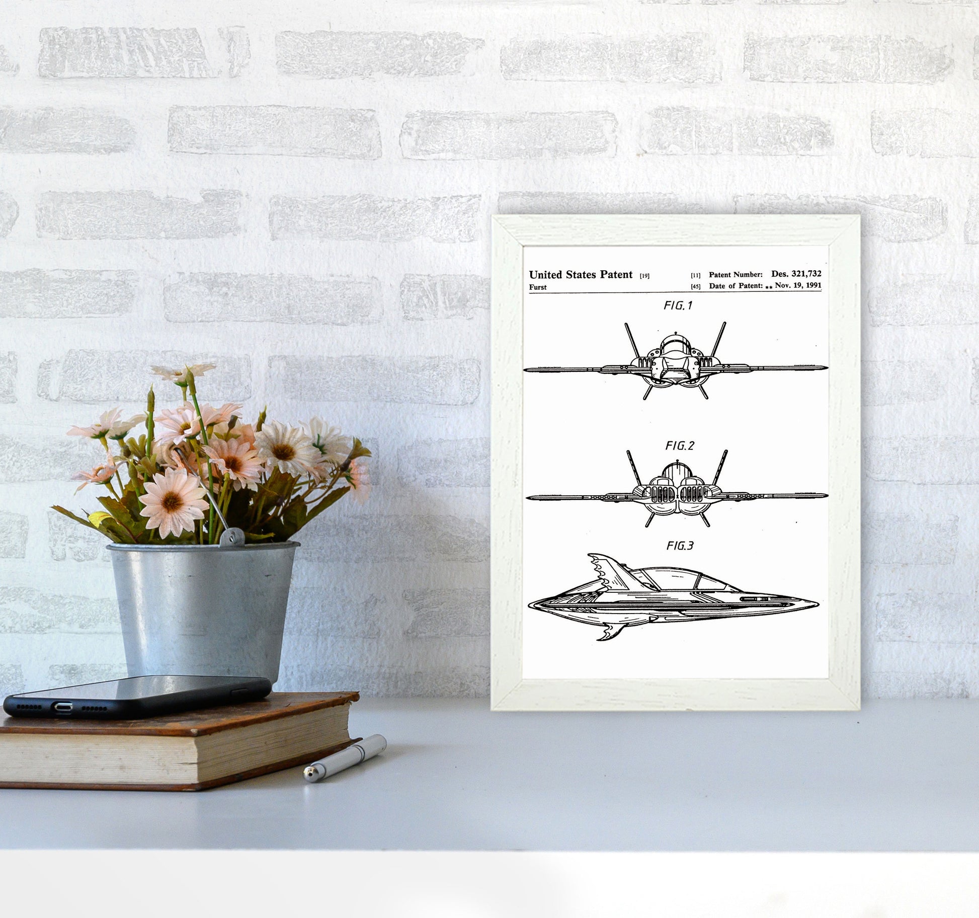 Batwing Patent Art Print by Jason Stanley A4 Oak Frame