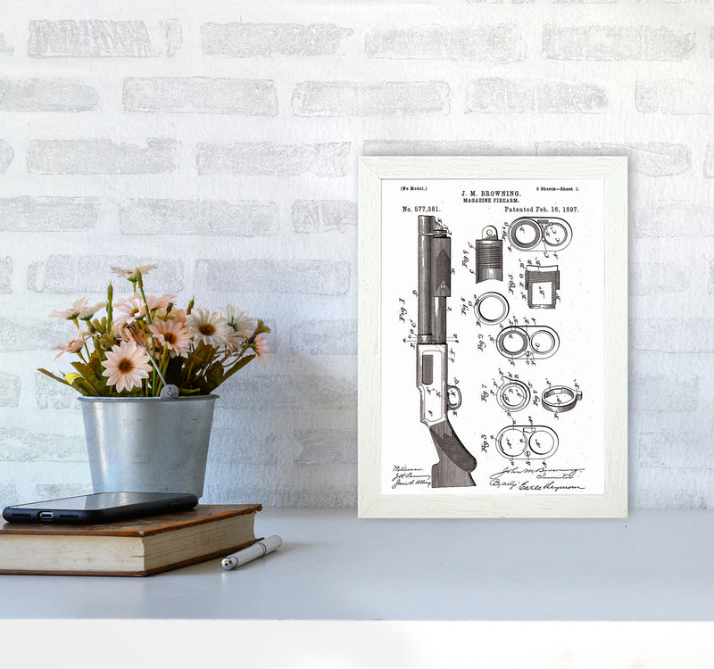 Shotgun Patent Art Print by Jason Stanley A4 Oak Frame