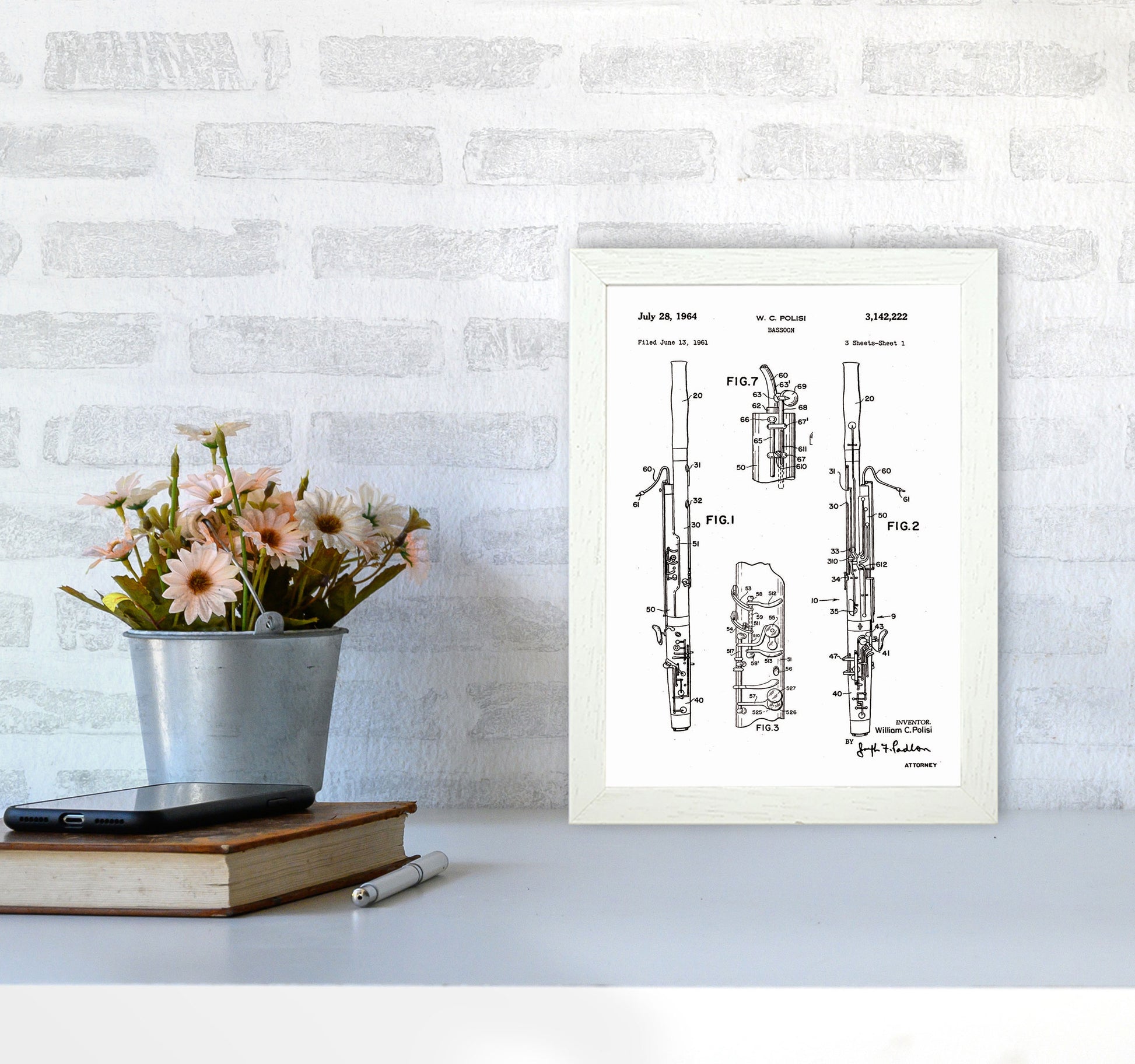 Bassoon Patent Art Print by Jason Stanley A4 Oak Frame