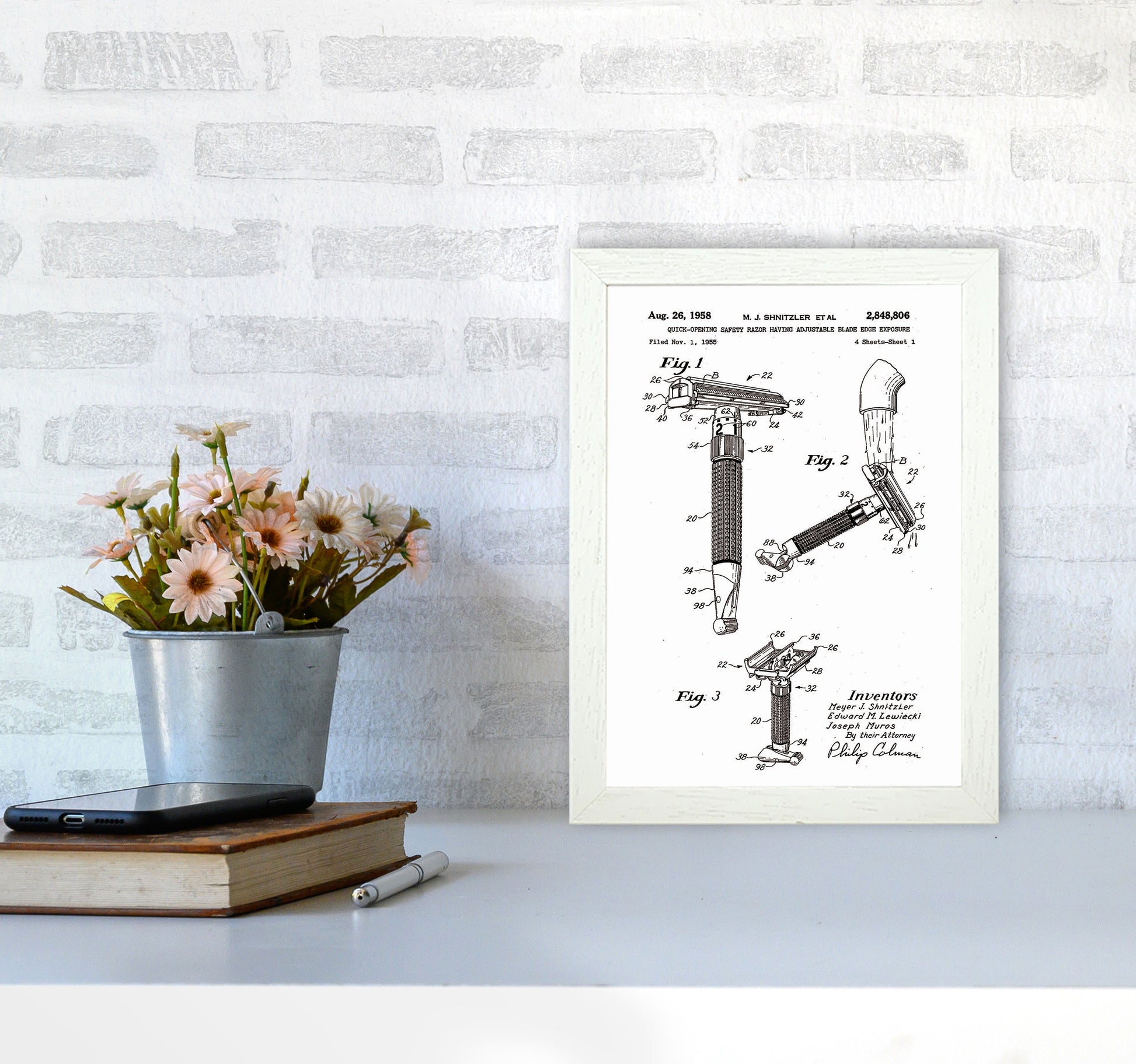 Razor Patent 2 Art Print by Jason Stanley A4 Oak Frame