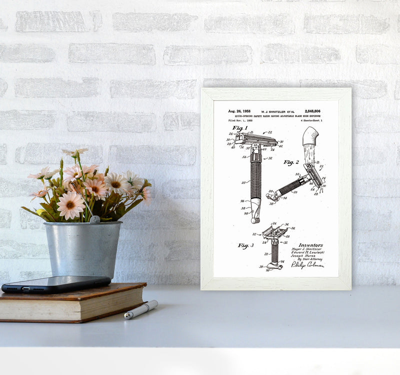 Razor Patent 2 Art Print by Jason Stanley A4 Oak Frame