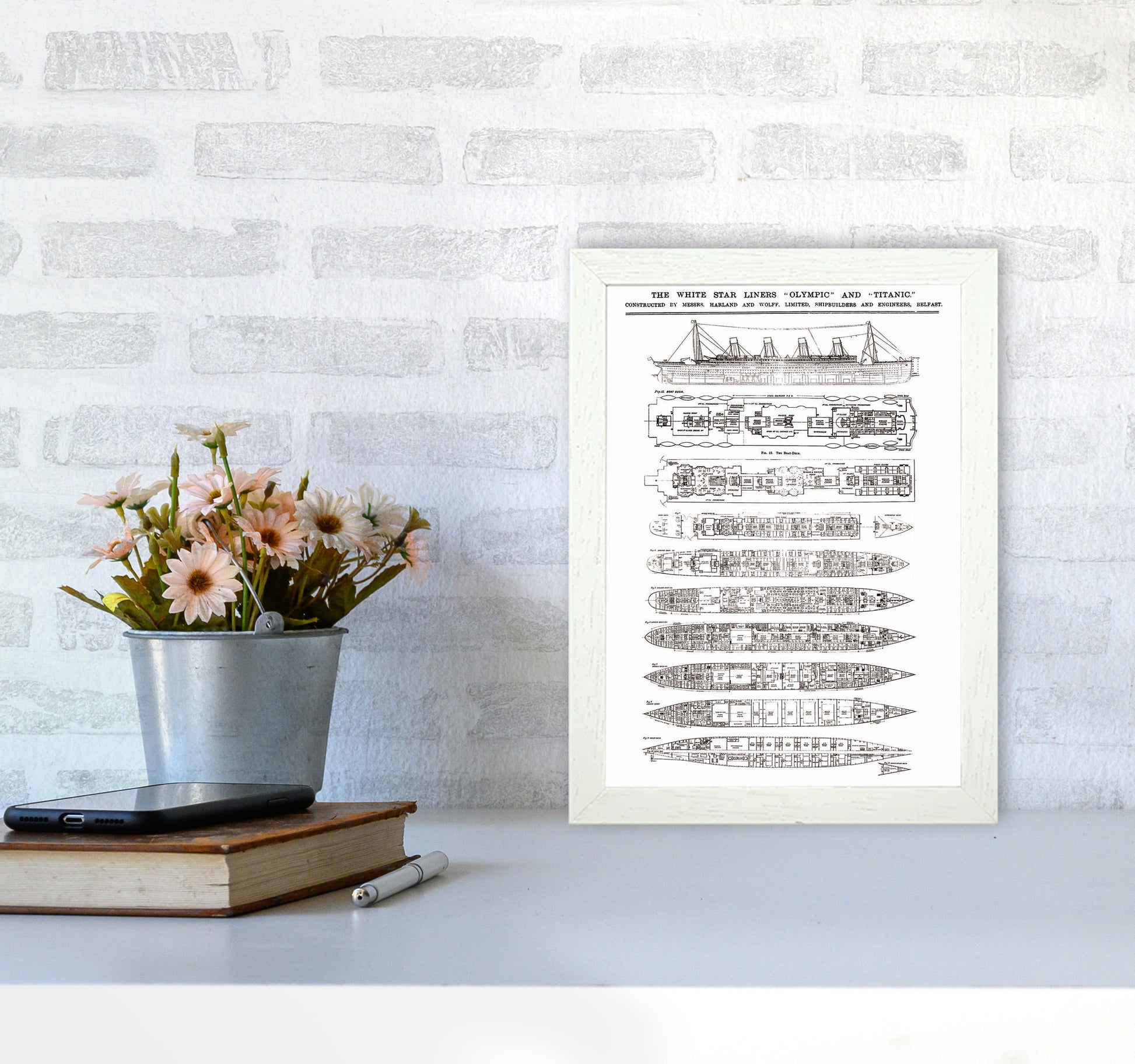 Titanic Patent Art Print by Jason Stanley A4 Oak Frame