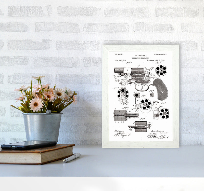 Hand Gun Patent Art Print by Jason Stanley A4 Oak Frame