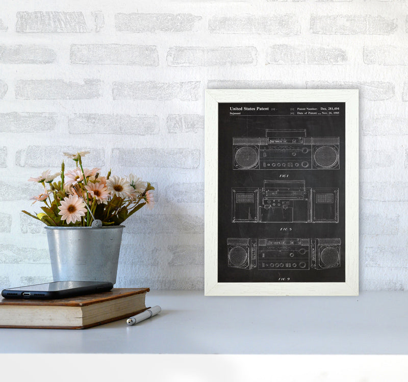 Boombox Patent Art Print by Jason Stanley A4 Oak Frame