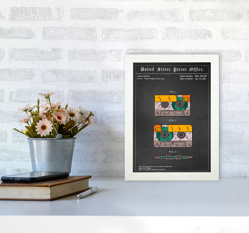 Casette Tape Art Print by Jason Stanley A4 Oak Frame