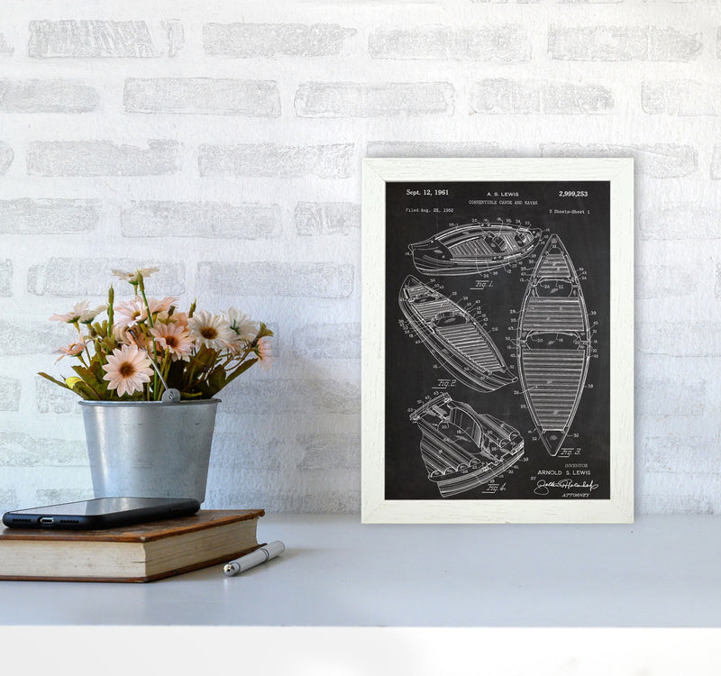 Canoe Patent Art Print by Jason Stanley A4 Oak Frame