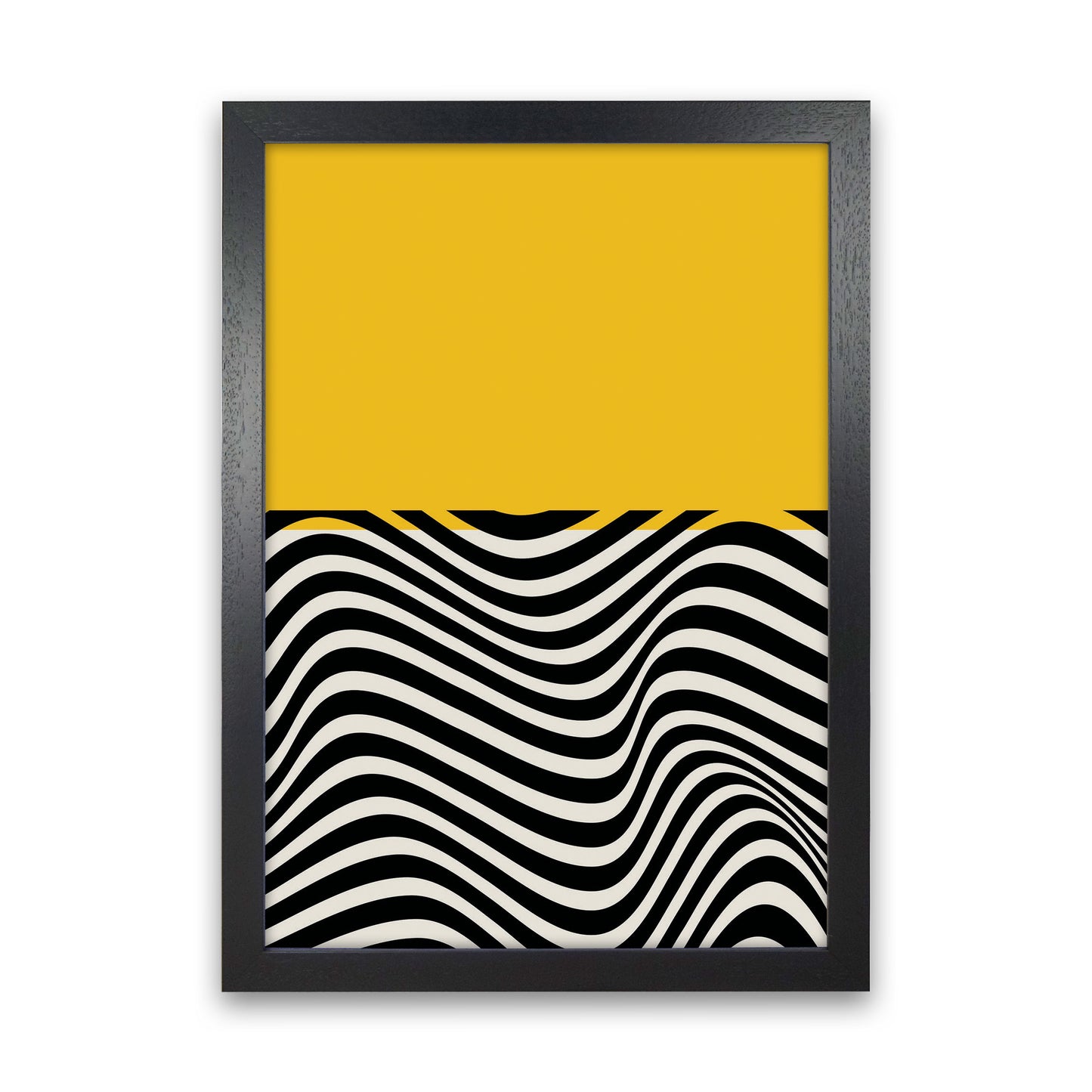 Minimal Abstract Yellow Wave Art Print by Jason Stanley Black Grain