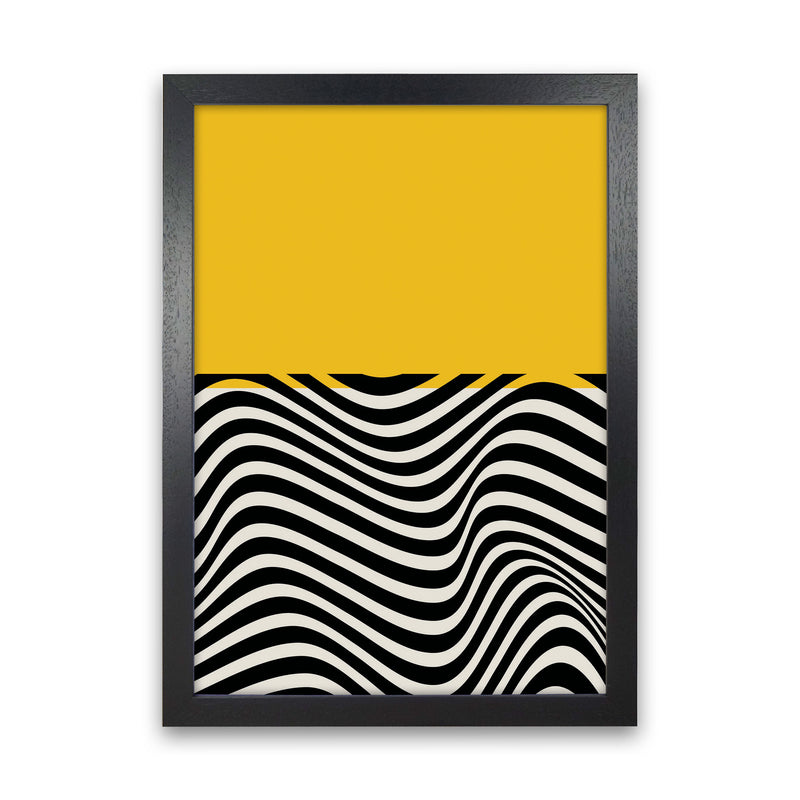 Minimal Abstract Yellow Wave Art Print by Jason Stanley Black Grain