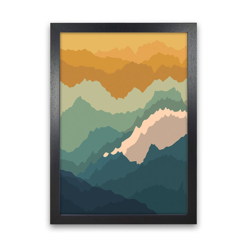 Japanese Mountain Topography Art Print by Jason Stanley Black Grain