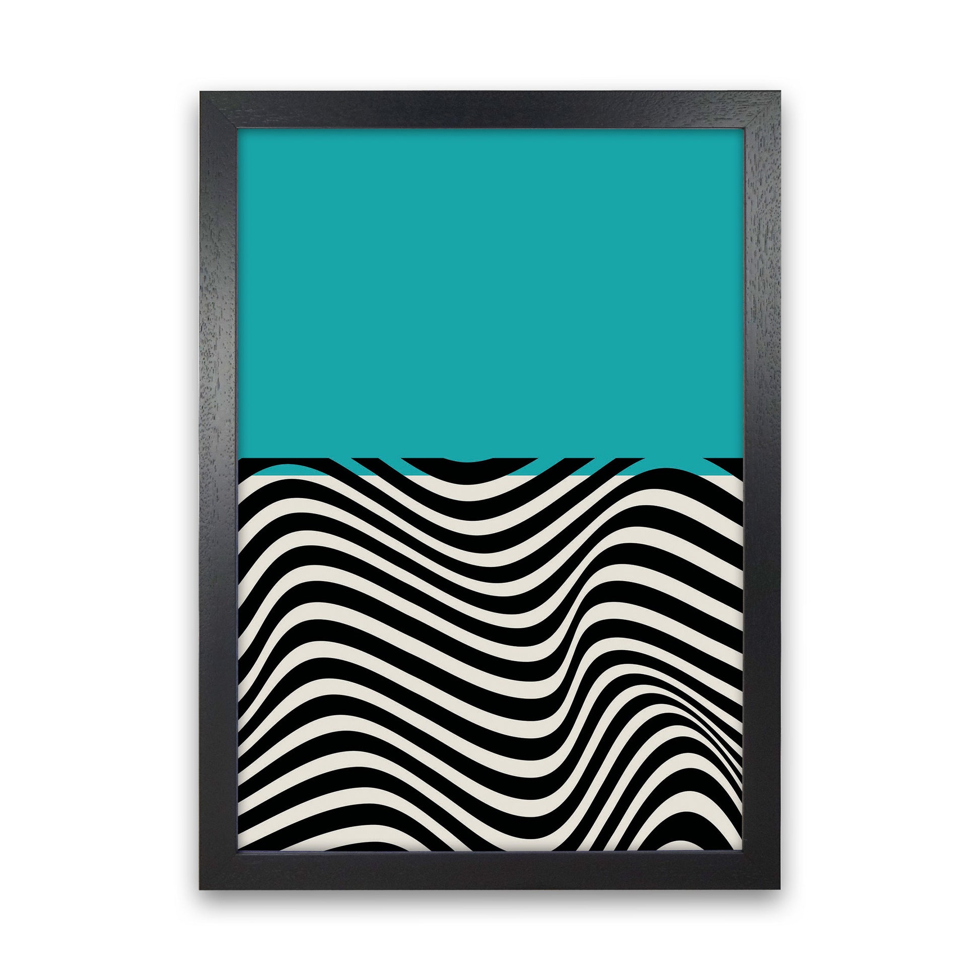 Minimal Abstract Blue Wave Art Print by Jason Stanley Black Grain