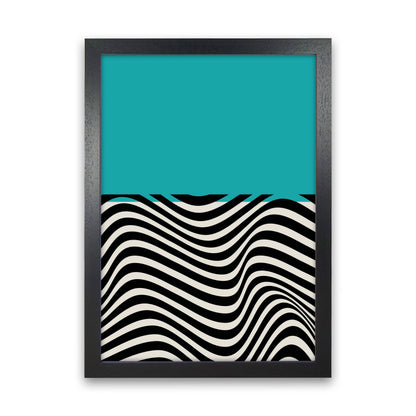 Minimal Abstract Blue Wave Art Print by Jason Stanley Black Grain