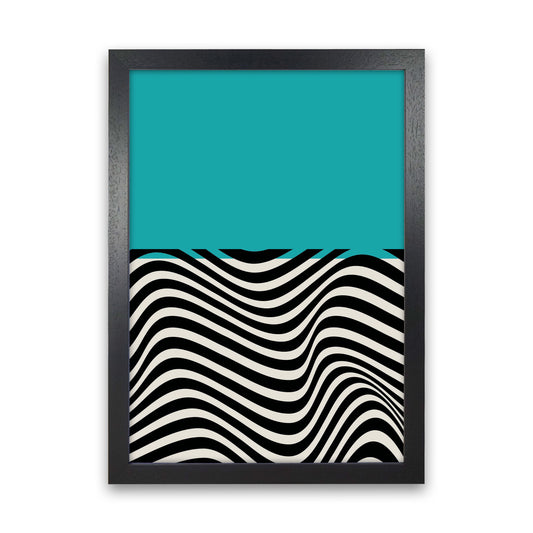 Minimal Abstract Blue Wave Art Print by Jason Stanley Black Grain