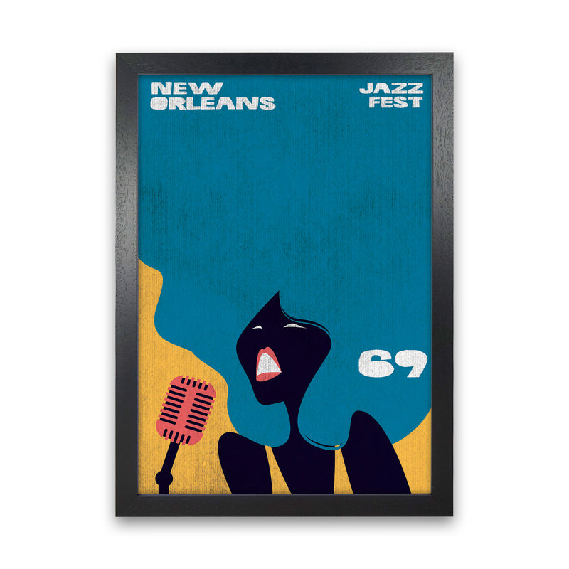 New Orleans Jazz Fest 1969 Art Print by Jason Stanley Black Grain