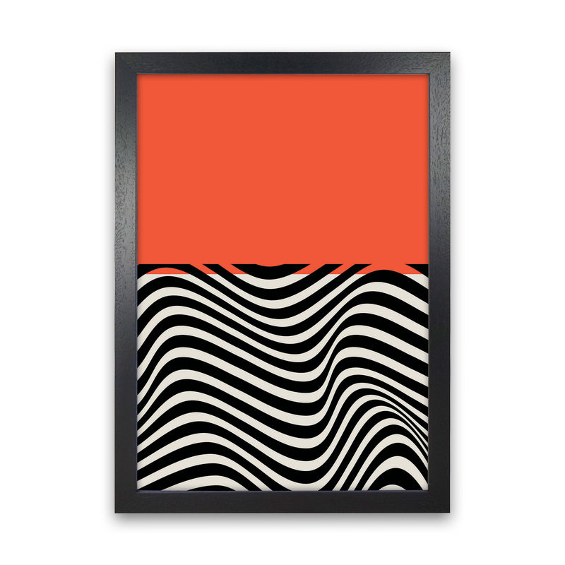 Minimal Abstract Red Wave Art Print by Jason Stanley Black Grain