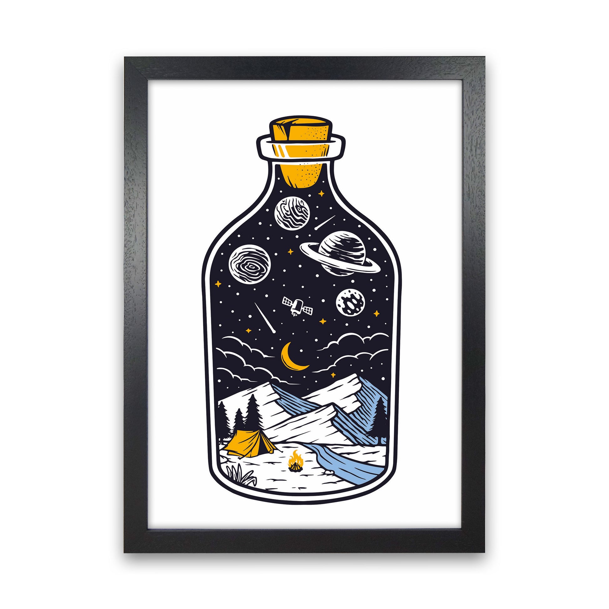 The Universe In A Bottle Art Print by Jason Stanley Black Grain