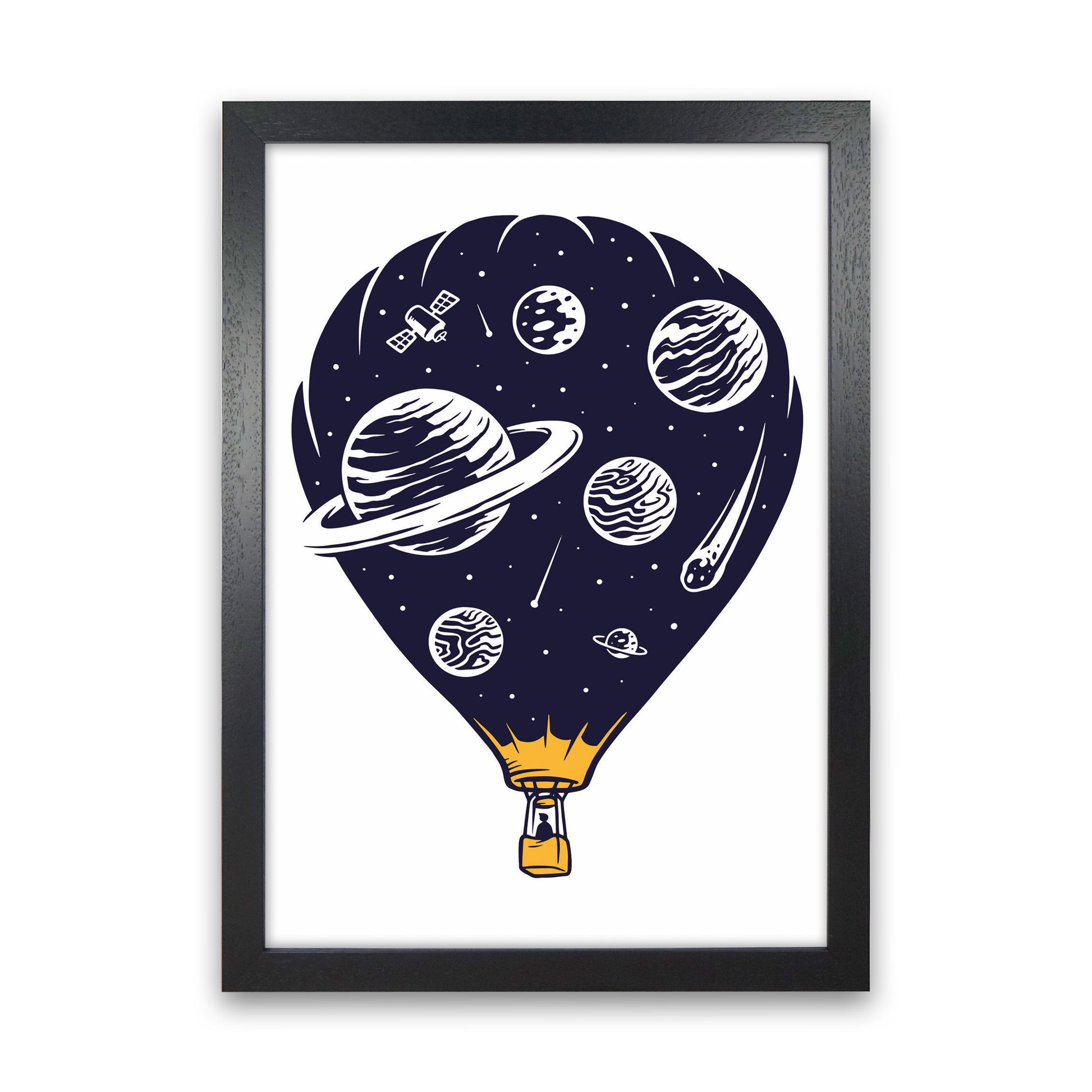 Hot Air Baloon Universe Art Print by Jason Stanley Black Grain