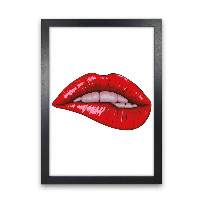 When She Bites Her Lip Art Print by Jason Stanley Black Grain
