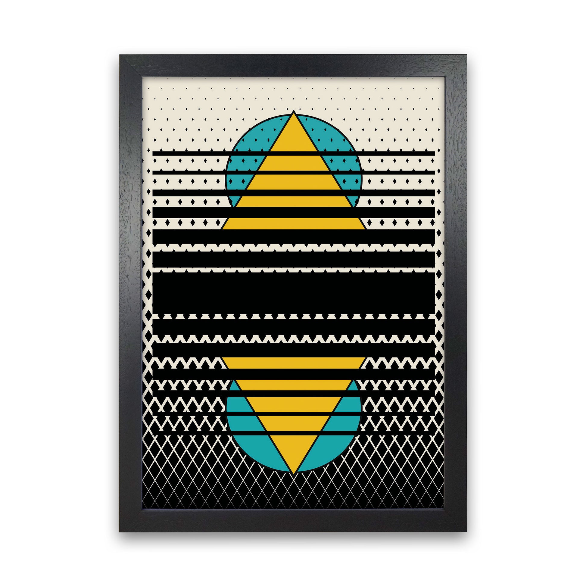 Geometric Suns Pattern Art Print by Jason Stanley Black Grain