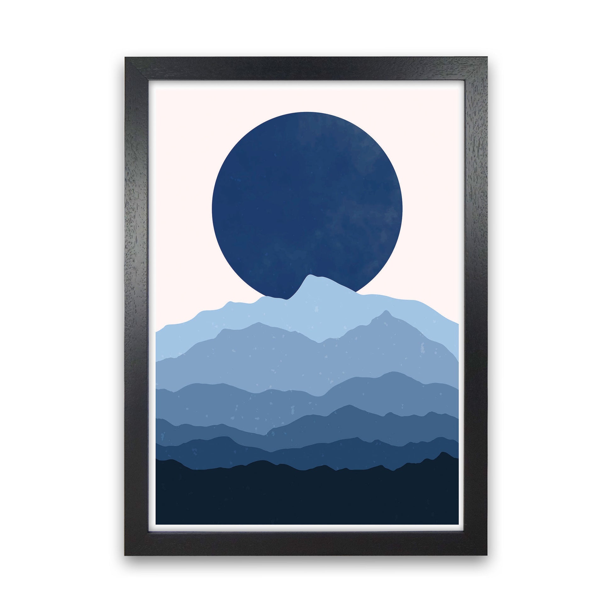 Blue Abstract Moonrise Art Print by Jason Stanley Black Grain