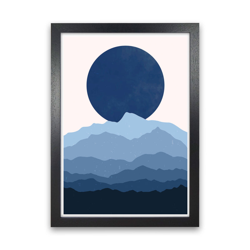 Blue Abstract Moonrise Art Print by Jason Stanley Black Grain