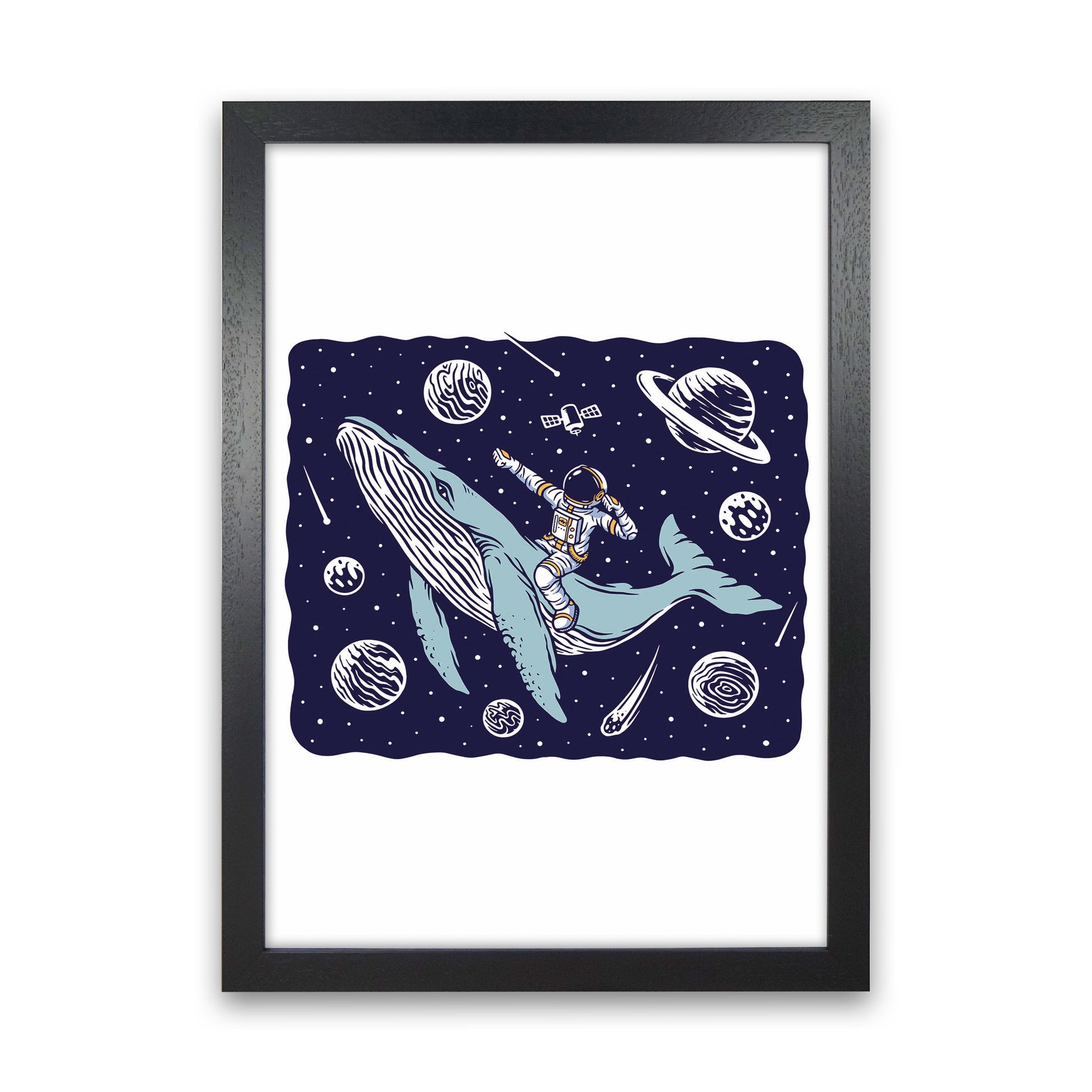 Galactic Whale Rider Art Print by Jason Stanley Black Grain