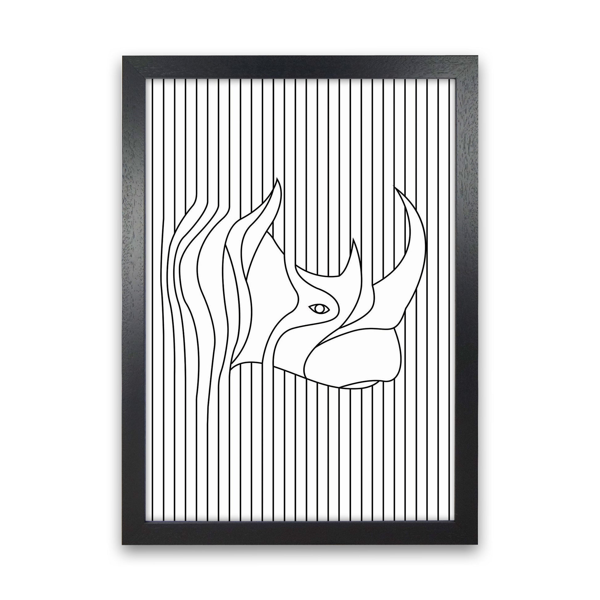 Line Drawing Rhino Art Print by Jason Stanley Black Grain