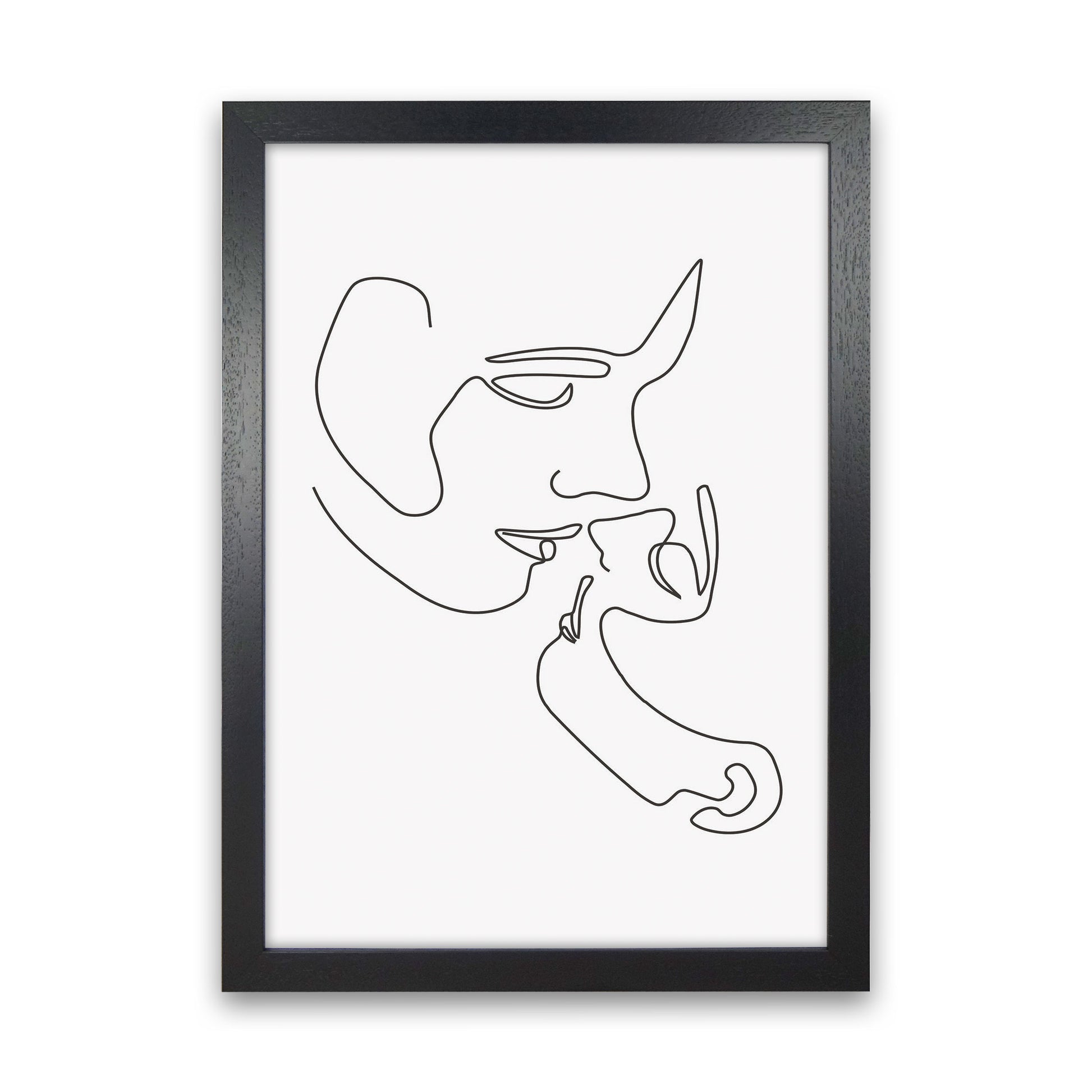 One Line Kiss Art Print by Jason Stanley Black Grain