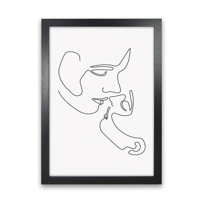 One Line Kiss Art Print by Jason Stanley Black Grain