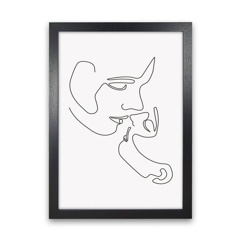 One Line Kiss Art Print by Jason Stanley Black Grain