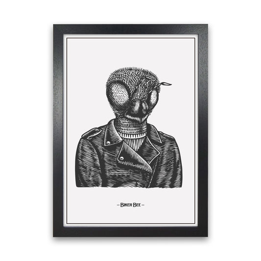 The Biker Bee Art Print by Jason Stanley Black Grain