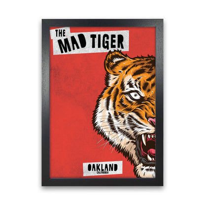 The Mad Tiger Art Print by Jason Stanley Black Grain