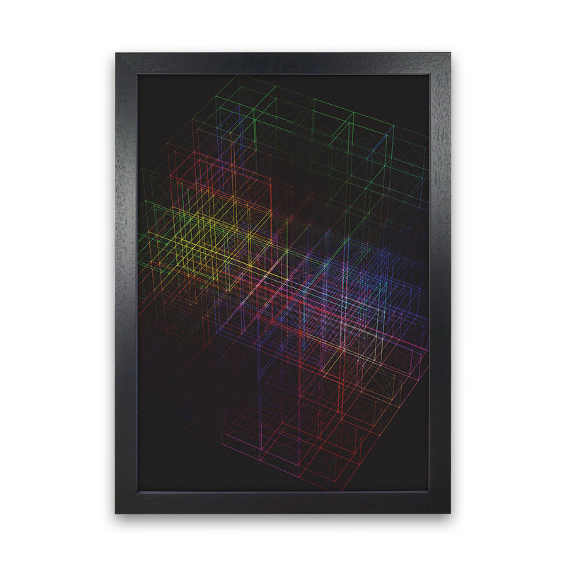 Laser Cube Art Print by Jason Stanley Black Grain