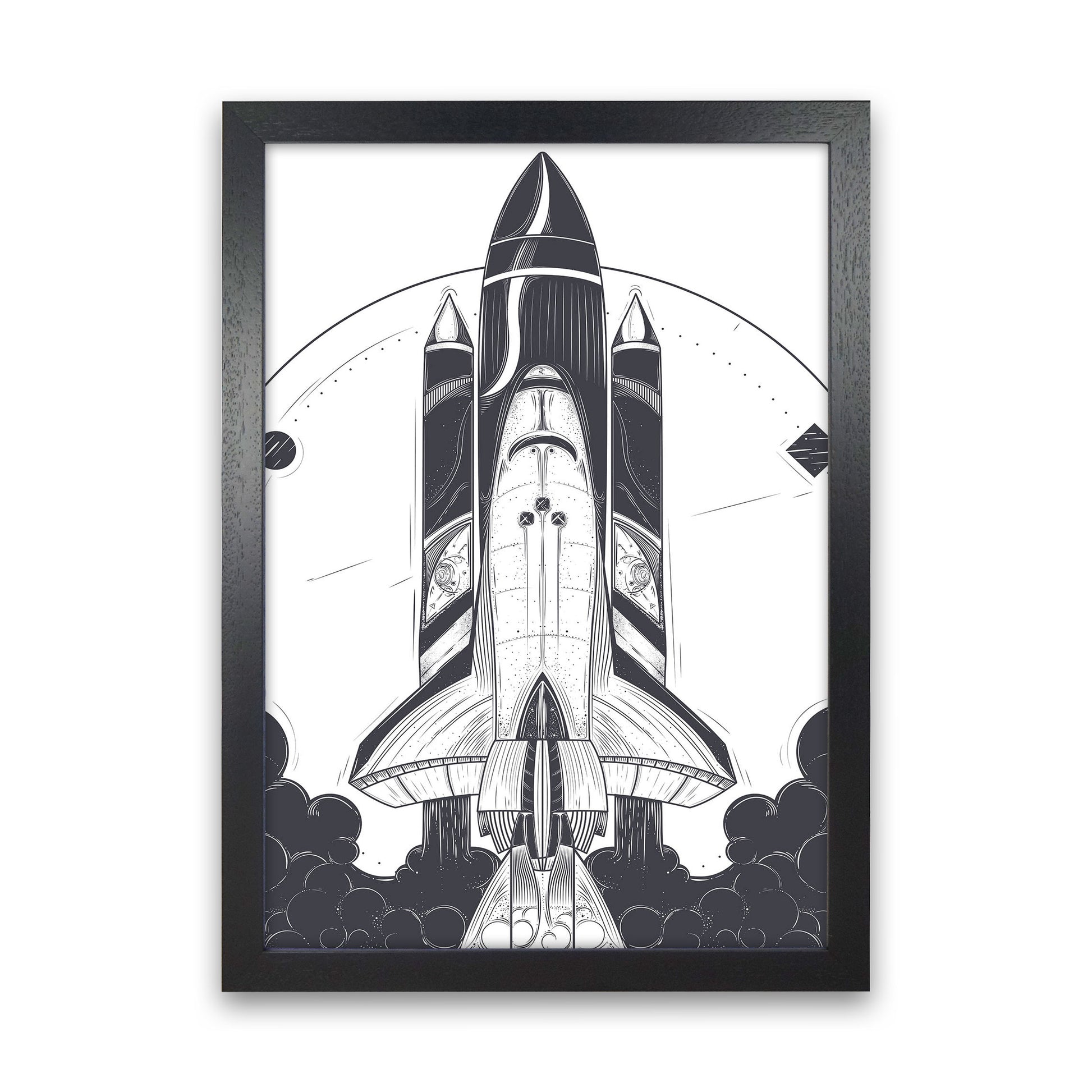 Blastoff! Art Print by Jason Stanley Black Grain