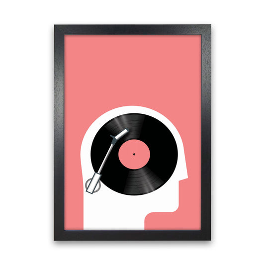 Listen To Records Art Print by Jason Stanley Black Grain